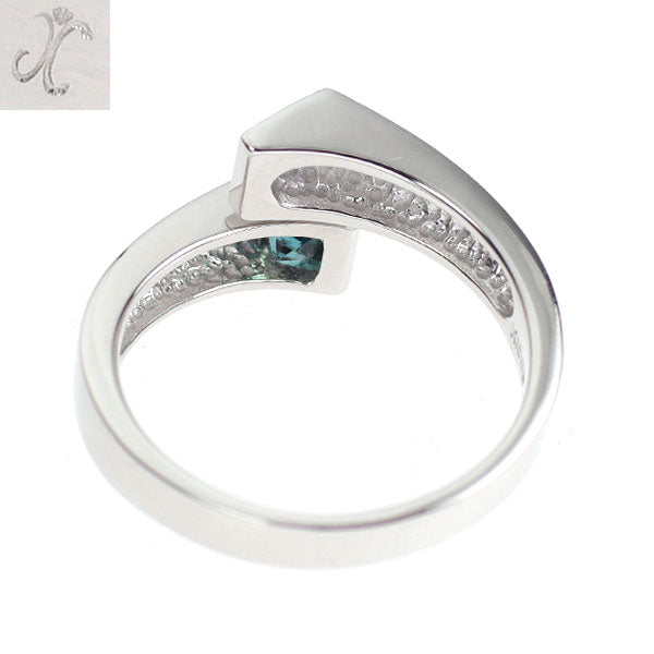 ジェムケリー 希少 K18WG プリンセスカット アレキサンドライト ダイヤモンド リング 0.255ct D0.10ct