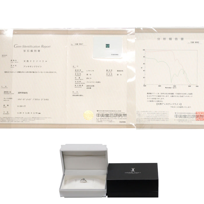 ジェムケリー 希少 K18WG プリンセスカット アレキサンドライト ダイヤモンド リング 0.255ct D0.10ct