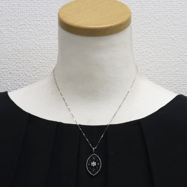 ブラックメッキ/ K18WG ダイヤモンド ペンダントネックレス 0.54ct