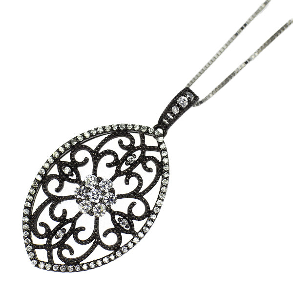 ブラックメッキ/ K18WG ダイヤモンド ペンダントネックレス 0.54ct