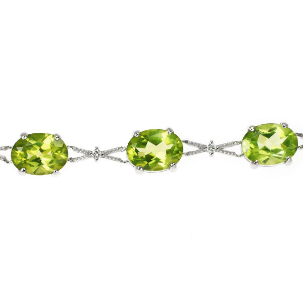 K18WG ペリドット ダイヤモンド ブレスレット 13.37ct D0.11ct