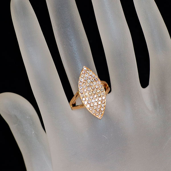 K18PG 天然ピンクダイヤモンド イエローダイヤモンド リング D1.08ct