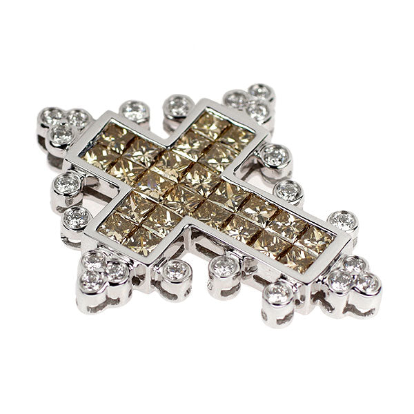 レ・エッセンシャル K18WG ダイヤモンド ペンダントトップ 2.35ct クロス