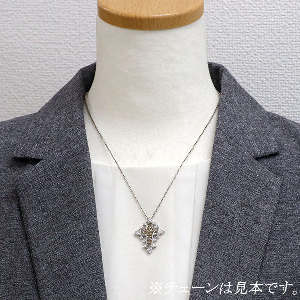 レ・エッセンシャル K18WG ダイヤモンド ペンダントトップ 2.35ct クロス