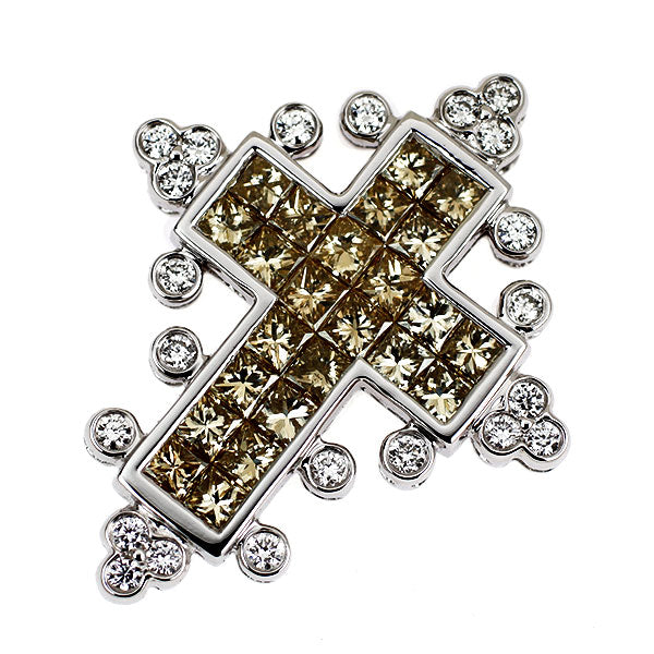 レ・エッセンシャル K18WG ダイヤモンド ペンダントトップ 2.35ct クロス
