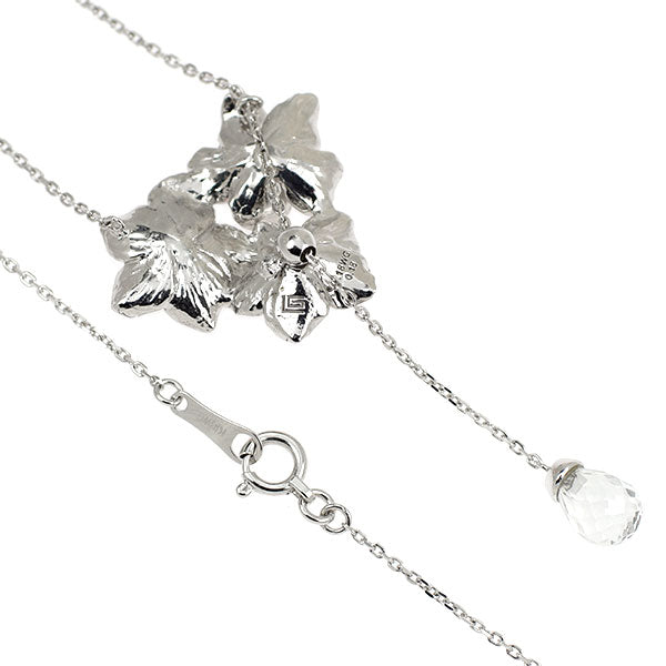 ギラロッシュ K18WG ブリオレットカット クオーツ ダイヤモンド ペンダントネックレス D0.18ct  フラワー 2WAY Yデザイン