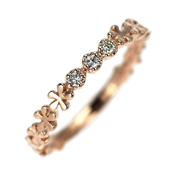 スタージュエリー K10PG ダイヤモンド リング 0.03ct フラワー ピンキー