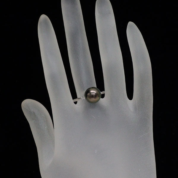 Pt900 黒蝶真珠 ダイヤモンド リング 10.0mm D0.10ct