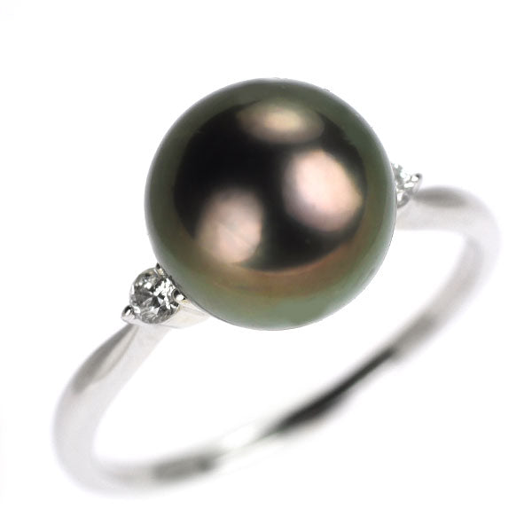 Pt900 黒蝶真珠 ダイヤモンド リング 10.0mm D0.10ct
