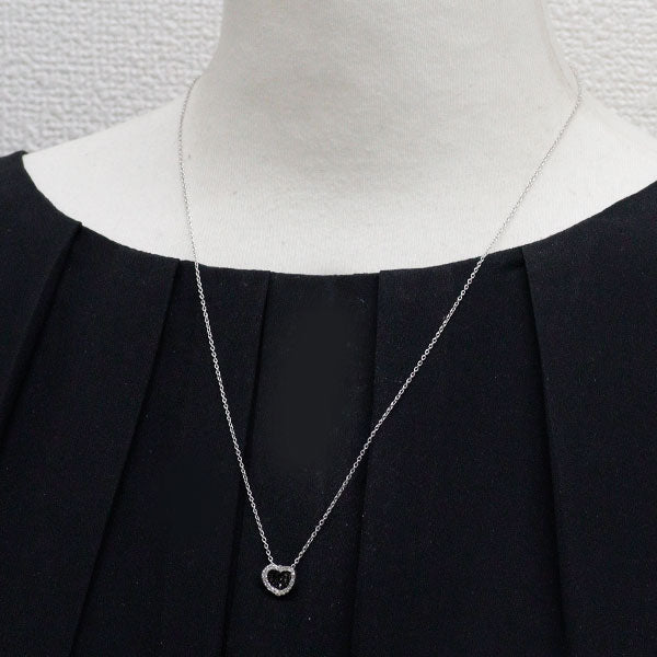 ポンテヴェキオ K18WG ブラック/ カラーレス ダイヤモンド ペンダントネックレス 0.12ct D0.15ct ハート