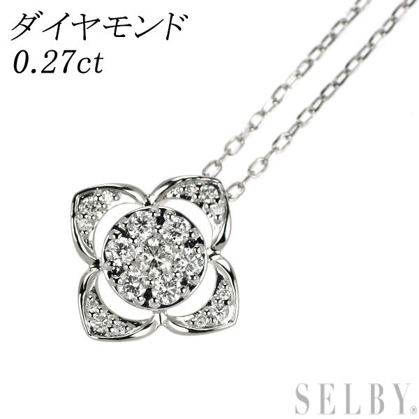 Pt950/ Pt850 ダイヤモンド ペンダントネックレス 0.27ct フラワー