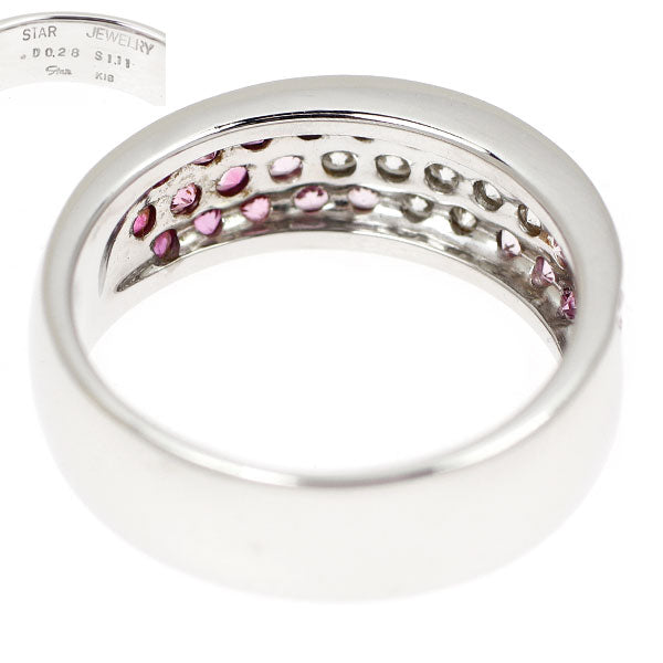 スタージュエリー K18WG ピンク サファイア ダイヤモンド リング 1.11ct D0.28ct パヴェ