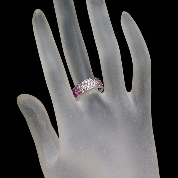 スタージュエリー K18WG ピンク サファイア ダイヤモンド リング 1.11ct D0.28ct パヴェ
