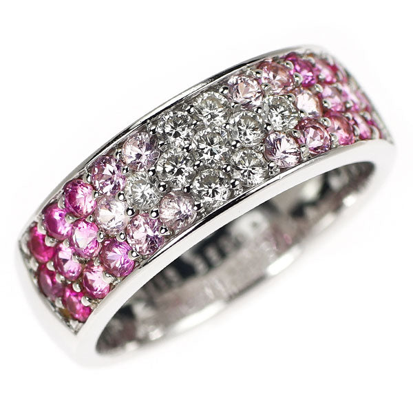 スタージュエリー K18WG ピンク サファイア ダイヤモンド リング 1.11ct D0.28ct パヴェ