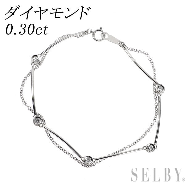 Pt850 ダイヤモンド ステーション ブレスレット 0.30ct 2連 — セルビー