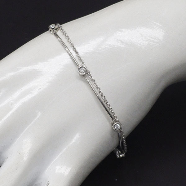 Pt850 ダイヤモンド ステーション ブレスレット 0.30ct 2連