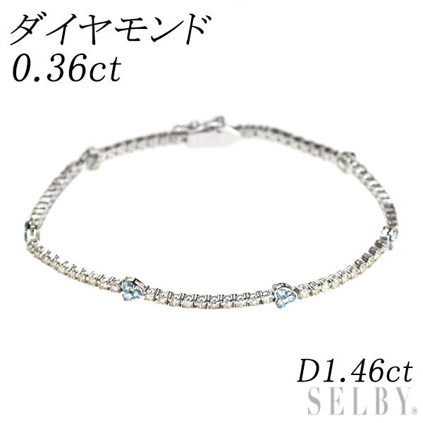 K18WG トリートブルーダイヤモンド ブレスレット 0.36ct D1.46ct