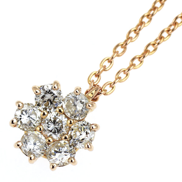 K18PG ダイヤモンド ペンダントネックレス 0.28ct  フラワー