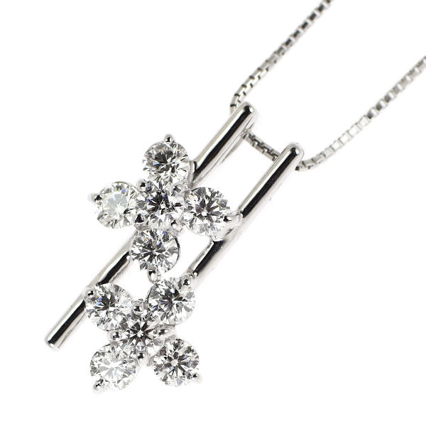 K18WG H&C ダイヤモンド ペンダントネックレス 1.05ct フラワー