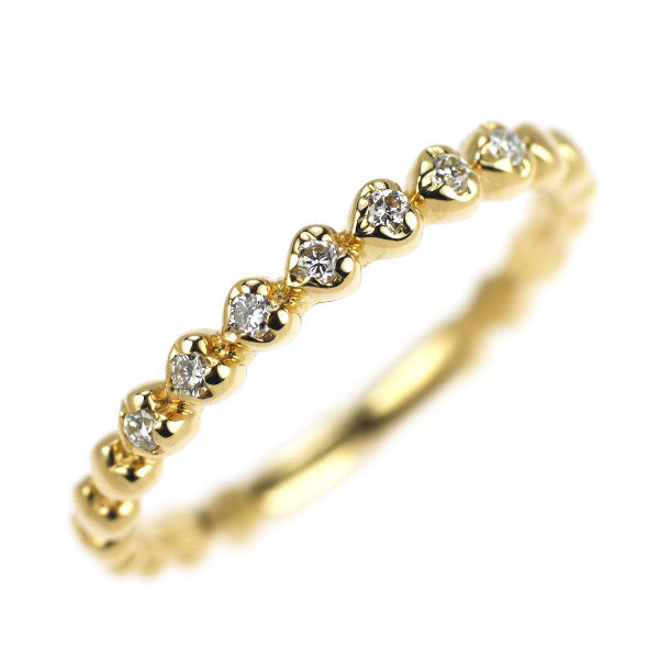 スタージュエリー K18YG ダイヤモンド リング 0.05ct ハート セミエタニティ