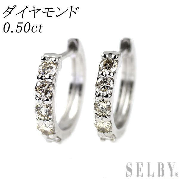 Pt900 ダイヤモンド フープ ピアス 0.50ct