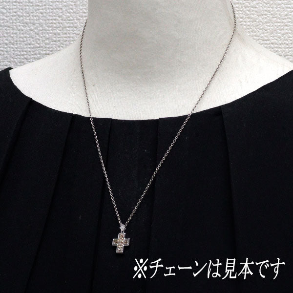 レ・エッセンシャル K18WG ダイヤモンド ペンダントトップ クロス