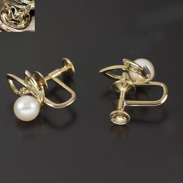 ミキモト K14YG アコヤ真珠 イヤリング 径約6.2mm