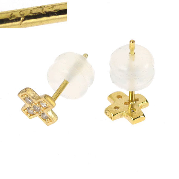 アガット K18YG ダイヤモンド ピアス クロス — セルビーオンラインストア