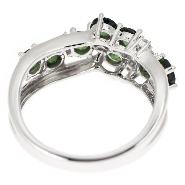 K18WG グリーンサファイア ダイヤモンド リング 1.50ct D0.06ct
