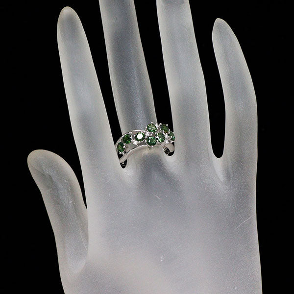 K18WG グリーンサファイア ダイヤモンド リング 1.50ct D0.06ct