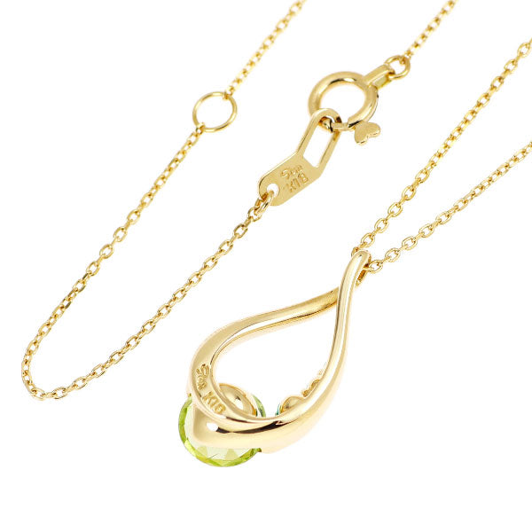 スタージュエリー K18YG ペリドット エメラルド ペンダントネックレス グリーンドロップ