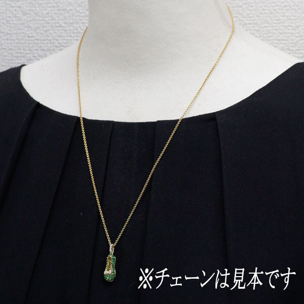 ブラックメッキ/K18YG ツァボライト ダイヤモンド ペンダントトップ 0.75ct D0.10ct 靴