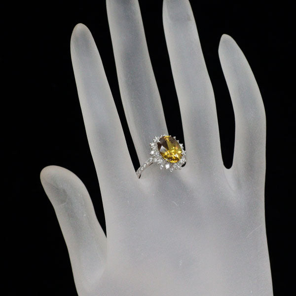 希少 Pt900 スフェーン ダイヤモンド リング 3.402ct D0.67ct