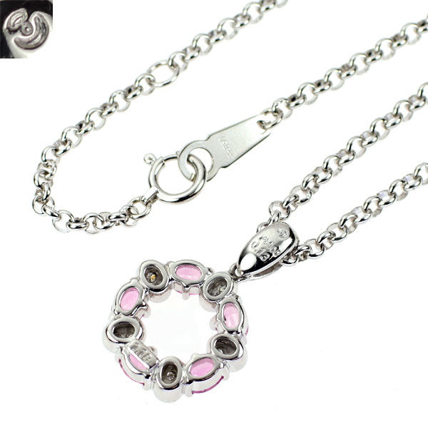 田崎真珠 Pt900/ Pt850 ピンクサファイア ダイヤモンド ペンダントネックレス 1.18ct D0.13ct