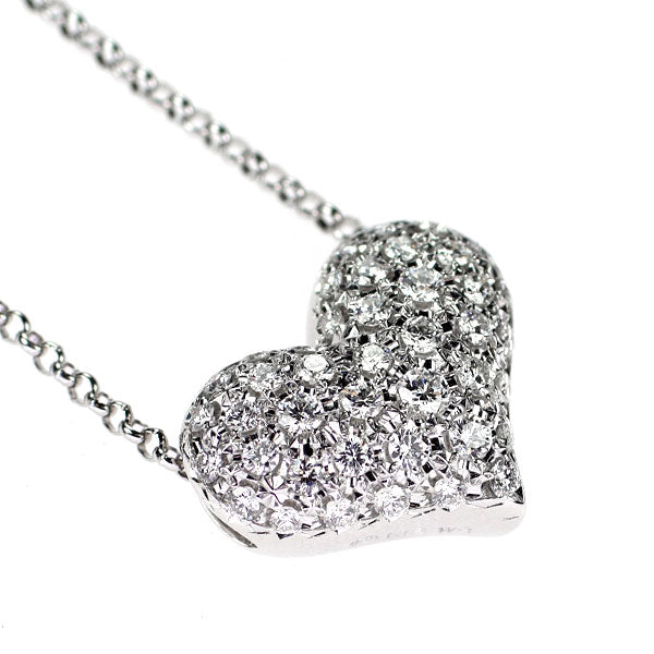 田崎真珠 K18WG ダイヤモンド ペンダントネックレス 0.52ct ハート パヴェ