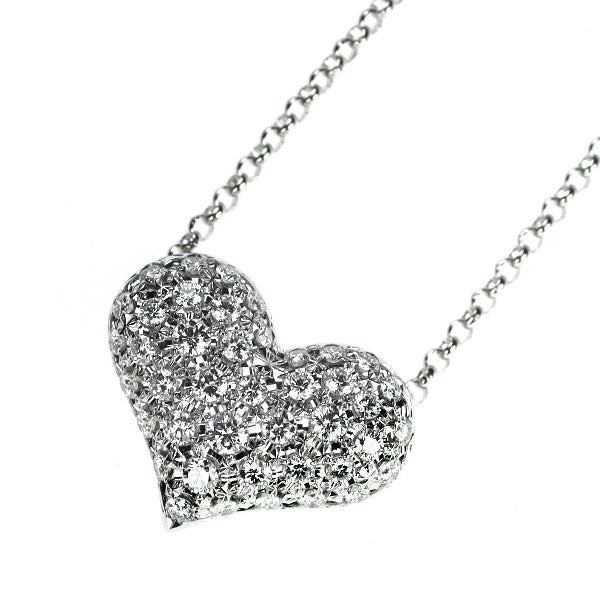 田崎真珠 K18WG ダイヤモンド ペンダントネックレス 0.52ct ハート パヴェ