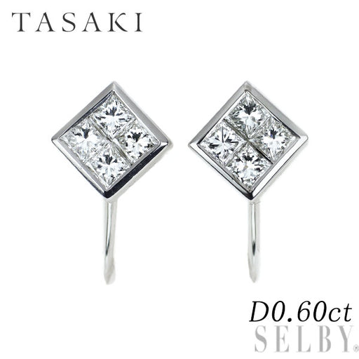 田崎真珠 Pt900/ K14WG ダイヤモンド イヤリング 0.60ct ミステリー