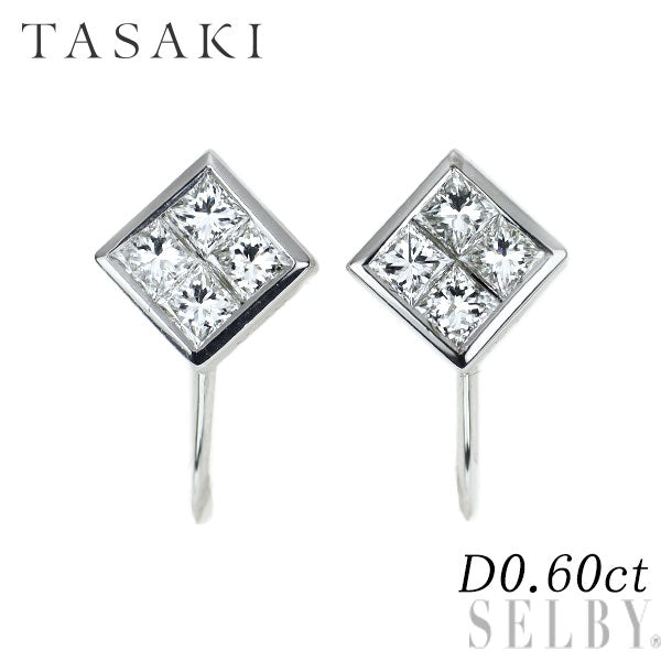 田崎真珠 Pt900/ K14WG ダイヤモンド イヤリング 0.60ct  ミステリーセッティング