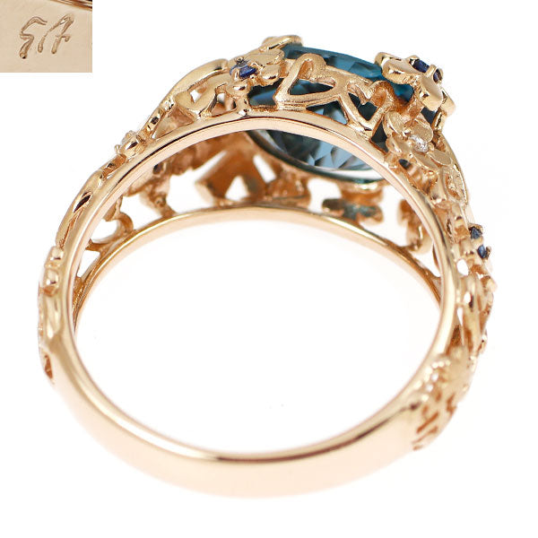 セイレーンアズーロ K18PG ロンドンブルー トパーズ サファイア ダイヤモンド リング 2.502ct S0.07ct D0.07ct レガルスィ