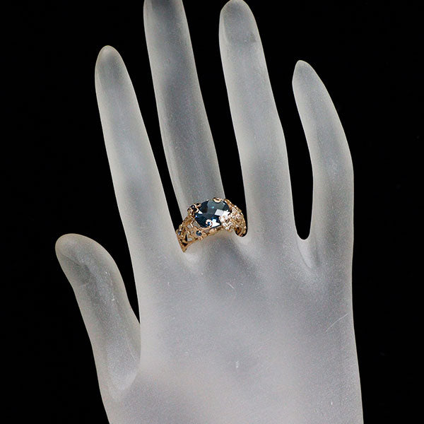 セイレーンアズーロ K18PG ロンドンブルー トパーズ サファイア ダイヤモンド リング 2.502ct S0.07ct D0.07ct レガルスィ