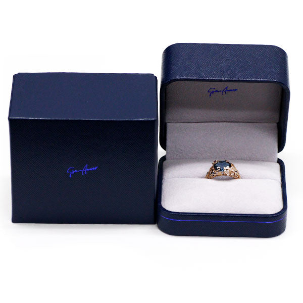 セイレーンアズーロ K18PG ロンドンブルー トパーズ サファイア ダイヤモンド リング 2.502ct S0.07ct D0.07ct レガルスィ