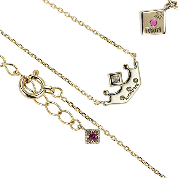 セイレーンアズーロ K18CG ダイヤモンド ルビー ペンダントネックレス