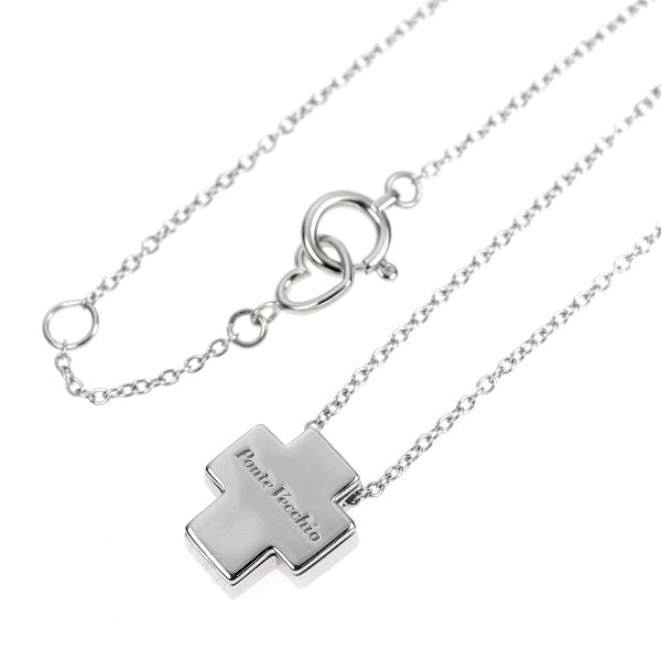 ポンテヴェキオ K18YG/WG ブラウンダイヤモンド ペンダントネックレス 0.13ct D0.16ct クロス