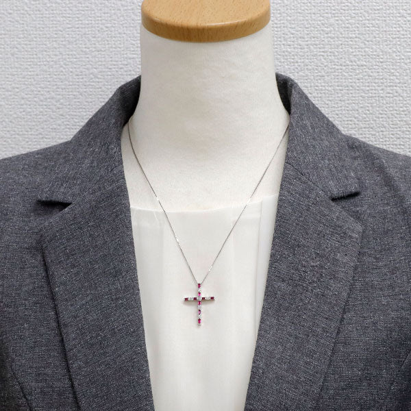 K18WGダイヤ、ルビー入り ペンダント付きネックレス ダミアーニ K18WG ルビー ダイヤモンド ペンダントネックレス