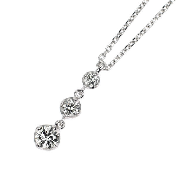 4℃ K18WG ダイヤモンド ペンダントネックレス 0.263ct スリーストーン
