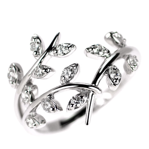 K18WG ダイヤモンド リング 0.24ct 植物