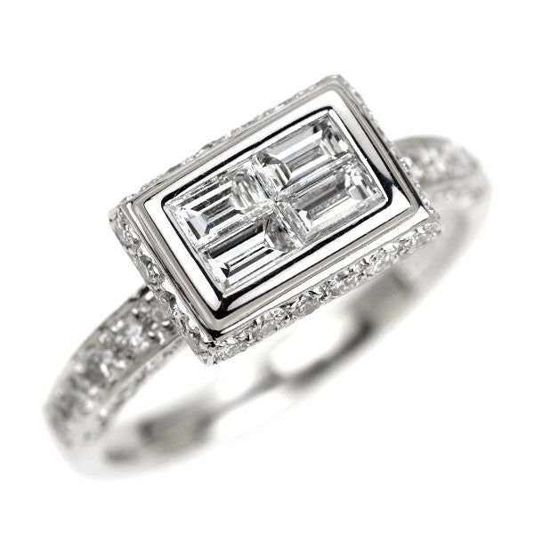 Pt900 バケットカット ダイヤモンド リング 0.48ct D0.60ct