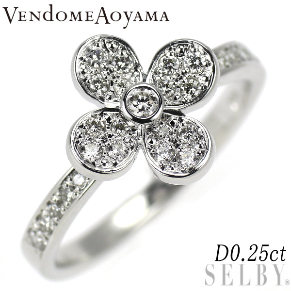 ヴァンドーム青山 K18WG ダイヤモンド リング 0.25ct フラワー