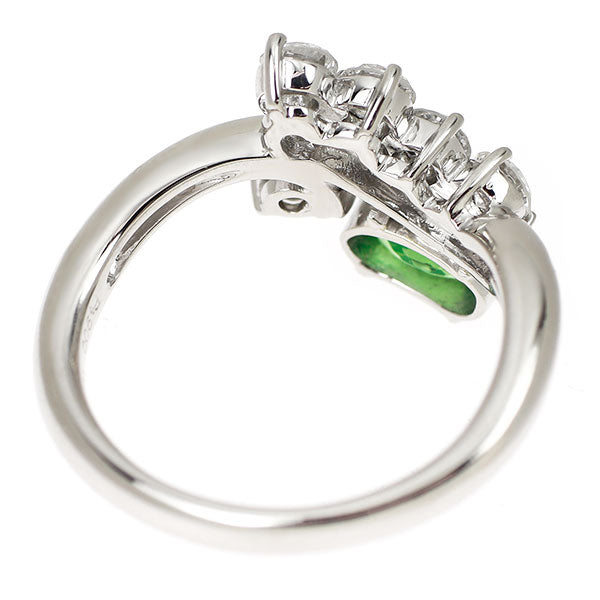 Pt900 グリーン ガーネット ダイヤモンド リング 0.78ct D0.70ct