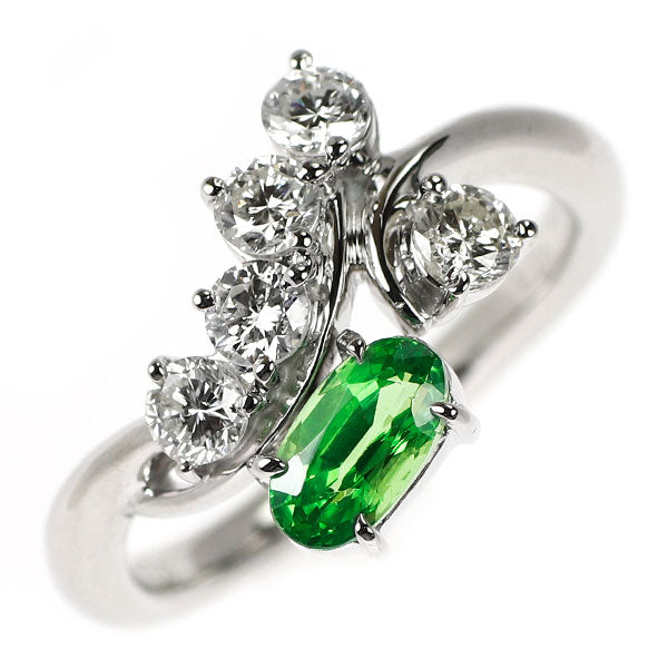 Pt900 グリーン ガーネット ダイヤモンド リング 0.78ct D0.70ct
